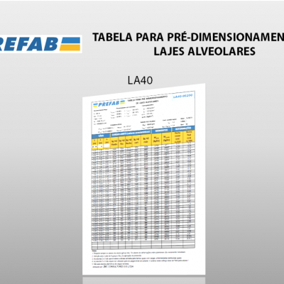 TABELA DE LAJES ALVEOLARES